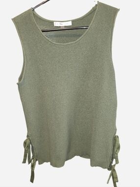 August Silk Olive Knit Sleeveless Tank with Side Tie Details